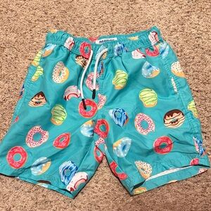 Maamgic Kids Turquoise Donut Print Swim Trunks